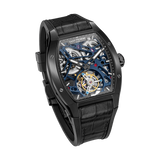 Saint Honore Monceau Men's Tourbillon Black Open Dial Black Case & Leather Starp Watch