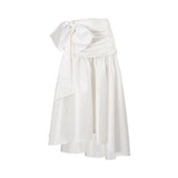 Maison Darine Women's Midi Skirt with Asymmetric Bow Detail