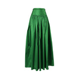 Maison Darine Women's Green Flowing Maxi Skirt