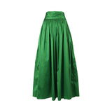 Maison Darine Women's Green Flowing Maxi Skirt