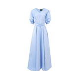Maison Darine Women's Blue Puff-Sleeve Dress with Belt