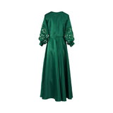 Maison Darine Women's Green Dress with Laser-Cut Sleeves