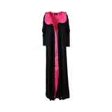 Maison Darine Women's Black & Fuchsia Satin Trim Abaya