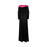 Maison Darine Women's Black & Fuchsia Satin Trim Abaya