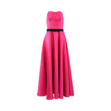 Maison Darine Women's Elegant Fuchsia Strapless Dress with Black Belt