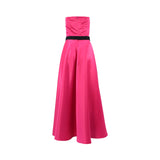 Maison Darine Women's Elegant Fuchsia Strapless Dress with Black Belt