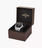 Fossil Heritage Unisex Black Dial Stainless Steel Automatic Watch