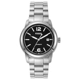 Fossil Heritage Unisex Black Dial Stainless Steel Automatic Watch