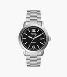 Fossil Heritage Unisex Black Dial Stainless Steel Automatic Watch