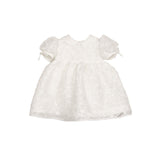 Mimisol Kids Baby Girls Ivory Floral Embroidered Organza Dress with Peter Pan Collar