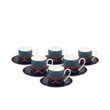 Missoni Home Ceramic Luxury Box of Saucers & Coffee Cups Set of 6 Pcs