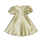 MIMISOL girls gold sequin dress with puff sleeves and flared skirt design.