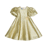 MIMISOL girls gold sequin dress with puff sleeves and flared skirt design.
