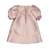 MIMISOL girls blush pink dress with puff sleeves and decorative neckline detail.