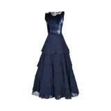 Mijade Fashion Women's Blue White Gold Embroidered Dress