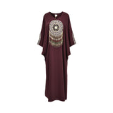 Mijade Fashion Women's Maroon Farasha Maroon White Golden Embroidery Jalabiya