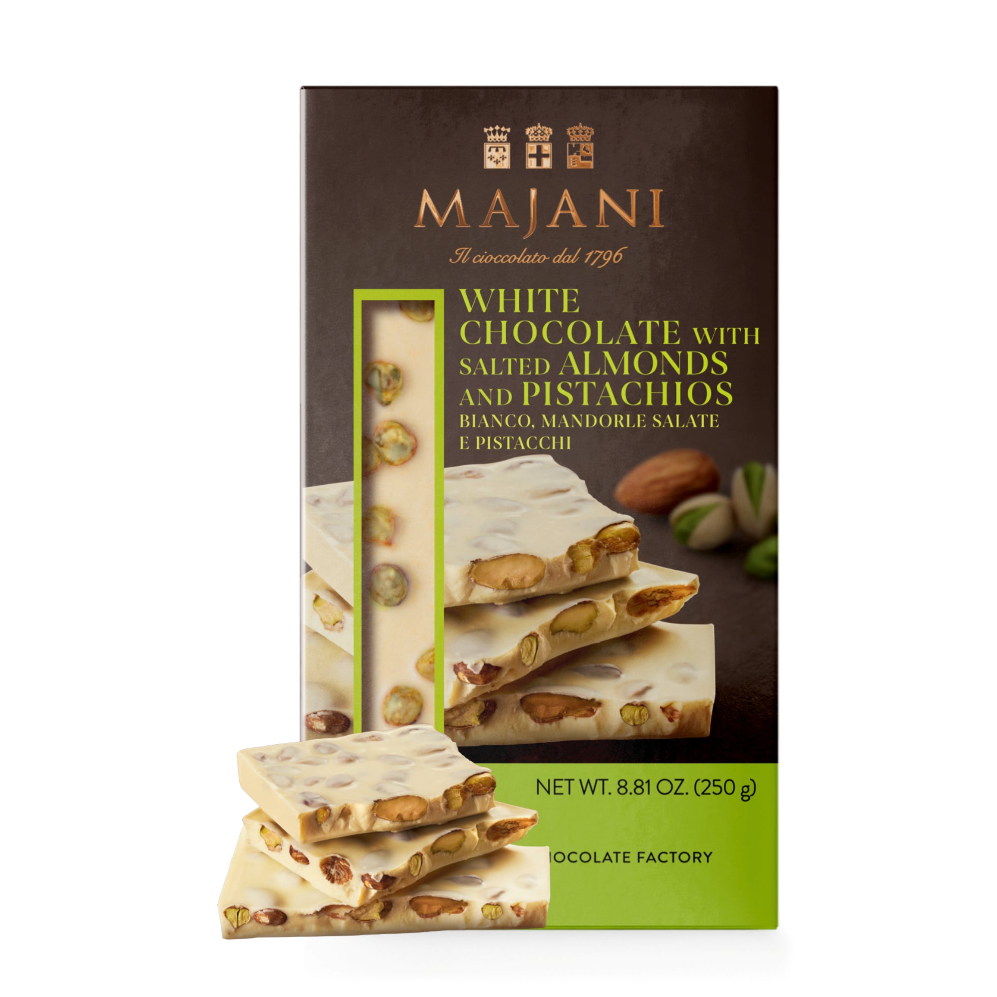 Majani Snap White Chocolate with Almond & Pistachios 250g | Chocolates | Chocolates & Biscuits | Gourmet Majani Snap White Chocolate with Almond & Pistachios 250g | Chocolates | Chocolates & Biscuits | Gourmet