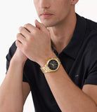 Michael Kors Slim Runway Chronograph Gents Gold-Tone Stainless Steel Watch and Slim Card Case Set