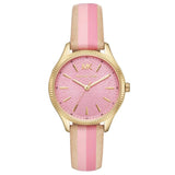 Michael Kors Lexington Ladies Pink Dial Gold Plated Case Leather StrapWatch