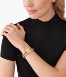 Michael Kors MK Chain Lock Ladies Three-Hand Gold-Tone Stainless Steel Watch