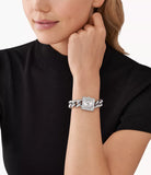 Michael Kors MK Chain Lock Ladies Three-Hand Stainless Steel Watch