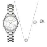Michael Kors Mini Lauryn Ladies Silver-Tone Watch and Jewelry Gift Set
