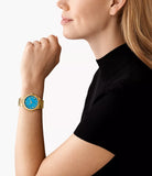 Michael Kors Lennox Ladies Three-Hand Gold-Tone Stainless Steel Watch