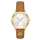 Michael Kors Slim Runway Ladies Brown Leather Watch