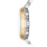 Michael Kors Maren Chronograph Ladies Watch – White & Gold Dial Gold-Tone Bezel Stainless Steel Bracelet Watch