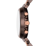 Michael Kors Maren Chronograph Ladies Chocolate and Rose Gold-Tone Stainless Steel Watch