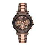 Michael Kors Maren Chronograph Ladies Chocolate and Rose Gold-Tone Stainless Steel Watch
