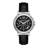 Michael Kors Maren Ladies Chronograph Black Leather Strap Watch