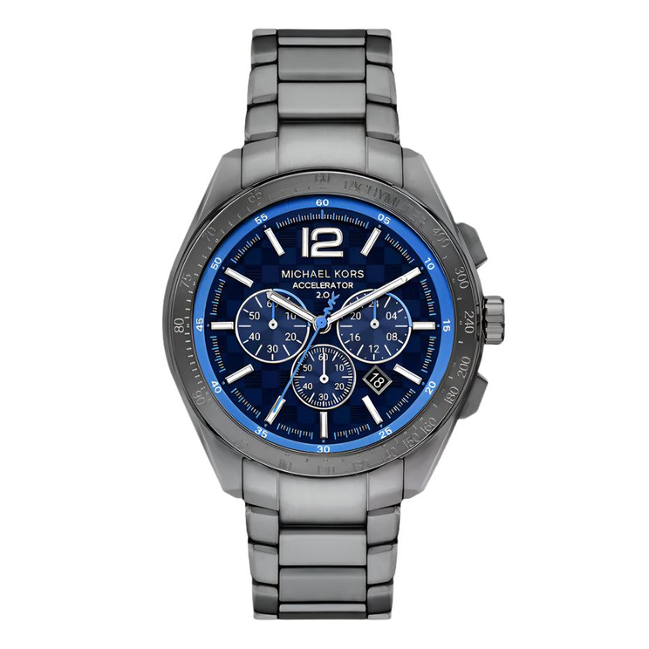 Michael Kors Accelerator 2.0 Gents Chronograph Blue Dial Gunmetal Stainless Steel Watch | Fashion Watches | Men | Mens | Mens Watches | new-season-2025 | Watch | Watches Michael Kors Accelerator 2.0 Gents Chronograph Blue Dial Gunmetal Stainless Steel Watch | Fashion Watches | Men | Mens | Mens Watches | new-season-2025 | Watch | Watches