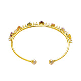 Michella Women's Gold Plated Rainbow Gemstone Cuff Bracelet