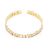 Michella Women's Triple Row Gold Plated Crystal Cuff Bracelet