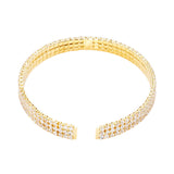 Michella Women's Triple Row Gold Plated Crystal Cuff Bracelet