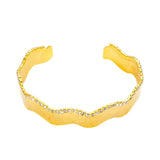 Michella Women's Handmade Gold Plated Wavy Bracelet Bangle