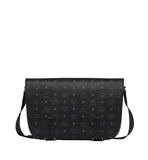 MCM Visetos Monogram Canvas Messenger Bag with Natural Nappa Leather Trim