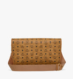 MCM Visetos Monogram Canvas Messenger Bag with Natural Nappa Leather Trim