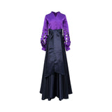 Moonmains Women's High Neck with Long Sleeve Purple Gown