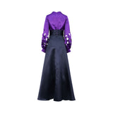 Moonmains Women's High Neck with Long Sleeve Purple Gown