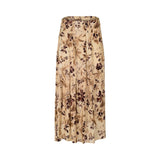 Floral print maxi skirt by MOMONI with a lightweight flowing design and beige-toned botanical pattern on a white background.