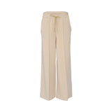 Beige wide-leg trousers with elasticated waistband and drawstring detail by MOMONI, photographed on a white background.