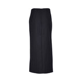 Black straight midi skirt by MOMONI with a sleek tailored fit and minimalist design, photographed on a white background.