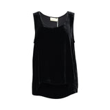 Black velvet sleeveless top by MOMONI with a relaxed fit and rounded neckline.
