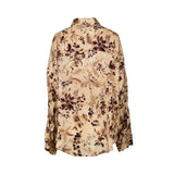 Beige floral print blouse by MOMONI with long sleeves, button-front closure, and relaxed fit.