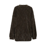Textured knit cardigan by MOMONI featuring a deep V-neck, long sleeves, and button-front closure.