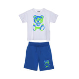 Moschino Kids Boy's White & Blue  Set T-Shirt & Bermuda