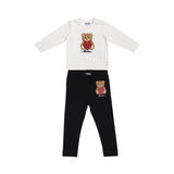 Moschino Kids White & Black Tracksuit for Baby Girl with Teddy Bear and Logo