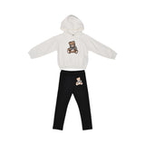 Kids Fashion Boy's White & Black Set of Sweatshirt & Legging